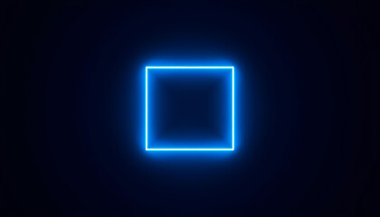 Fototapeta premium Glowing Blue Neon Square on Dark Background