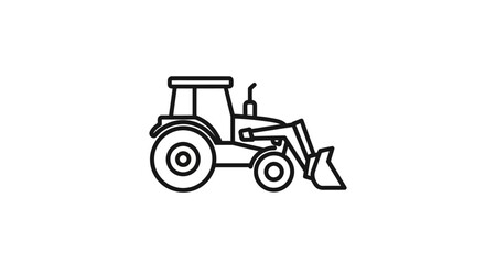 Naklejka premium Minimalist Line Drawing of a Tractors with Front Loader for Agricultural Concept