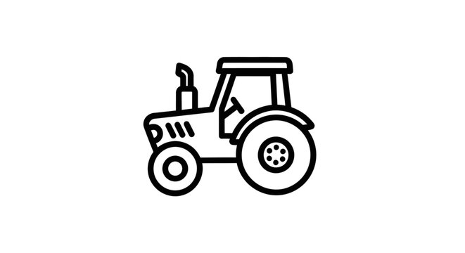 Minimalist Line Drawing of a Tractor for Agricultural and Industrial Use