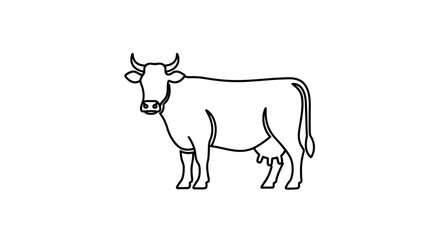Obraz premium Minimalistic Black and White Line Drawing of a Cow for Artistic and Educational Use