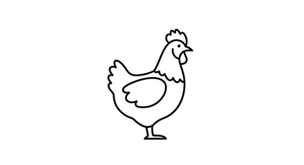Simple Hand-Drawn Line Art Illustration of a Chicken for Agriculture and Farming Projects