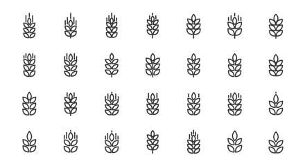 Obraz premium Collection of Minimalist Black and White Plant Icons for Design Projects