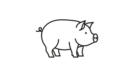 Fototapeta premium Cute Cartoon Pig Illustration for Children's Books and Educational Material