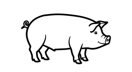 Fototapeta premium Cute Cartoon Pig Illustration for Kids, Animal Character Design