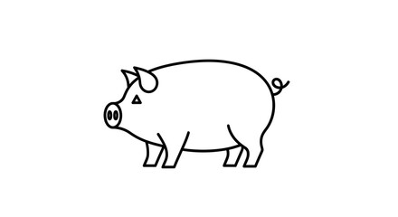 Fototapeta premium Cute Cartoon Pig Illustration with Simple Line Art for Children's Books