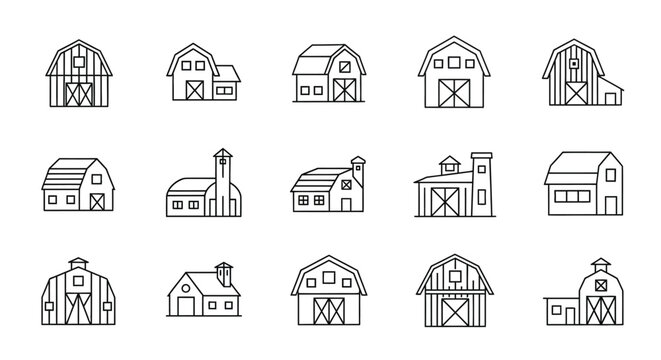 Set of Modern and Traditional House Illustrations for Architectural Design