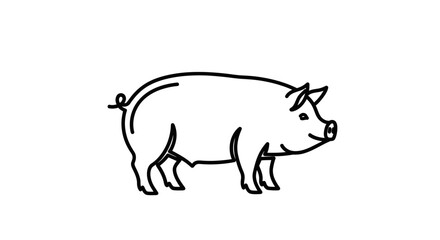 Obraz premium Cute Hand-Drawn Pig Illustration for Animal or Nature Themes
