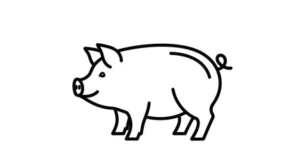 Fototapeta premium Cute Hand-Drawn Pig Illustration for Animal Themed Projects or Content
