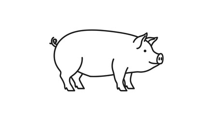 Fototapeta premium Cute Hand-Drawn Pig Illustration for Children's Books and Educational Content