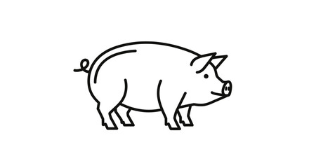 Obraz premium Stylized Line Drawing of a Pig for Creative Illustration and Design Projects
