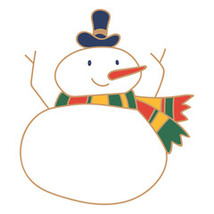 Fototapeta premium Christmas hat and scarf snowman