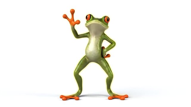 Fun 3D Frog Presenting Standing Cute Character