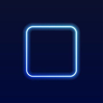 Bright gradient neon square frame floats on a transparent background with soft light reflections. Sharp corners enhance the modern aesthetic. Great for ads, posters, and social media templates.