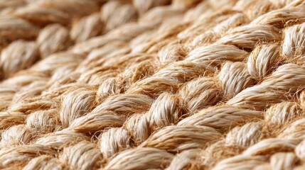 Fototapeta premium Textured natural fibers are carefully woven together, creating a detailed pattern. The light highlights the craftsmanship in this beautiful handmade material, ideal for various uses.