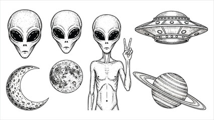 Aliens and ufo set © Utpol