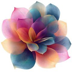 A vibrant and colorful abstract flower design on a white background