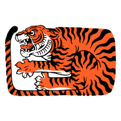 Tiger in rectangle color stroke element © Vexels