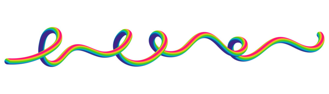 Vibrant rainbow tube spiral design featuring colorful continuous path with 3d effect for creative banner and modern header concepts