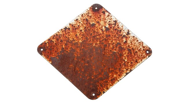 Rusty Metal Sign with Four Screw Holes and Weathered Texture screws