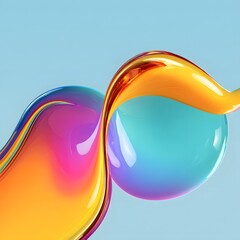 A vibrant and colorful abstract design with shiny liquid shapes