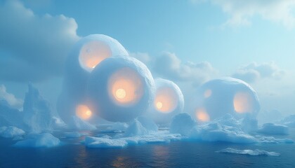 Surreal Glowing Snowball Landscapes