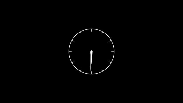 White minimalist clock face with simple hands on a black background 4k animation alpha channel Keywords: clock, time, white, minimalist, simple, hands, face, dial, analog, modern, graphic, design