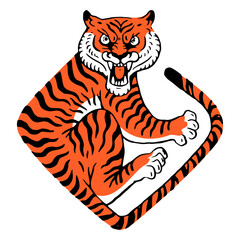 Tiger in square color stroke element © Vexels