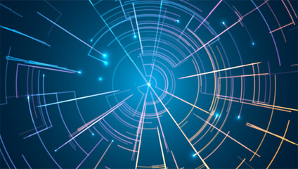 Fototapeta premium Abstract technology future visualization. Innovation digital circle of particles. Graphic concept for your design