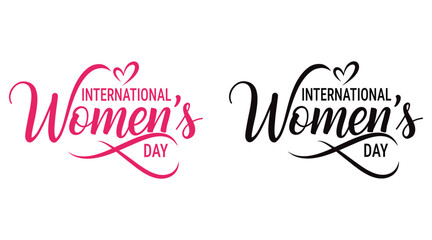 International Women’s Day Hand Lettering Typography Vector Logo with Heart and Elegant Calligraphy Style. © Jabeda