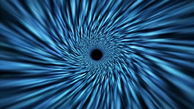 Abstract tunnel of hyperspace in blue tones moving through digital space with vortex and dynamic effect,scifi simulation