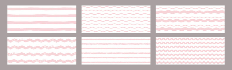 Abstract wavy pattern. Seamless lines and doodle stripes. Set of Baby backgrounds. Cute summer graphic design. Vector illustration.