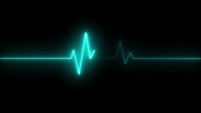 abstract neon heartbeat cardiogram pulse animation on dark,glowing Neon digital heartbeat plus Heart beat electric neon line color animation. neon heartbeat signal icon animation colorful background.