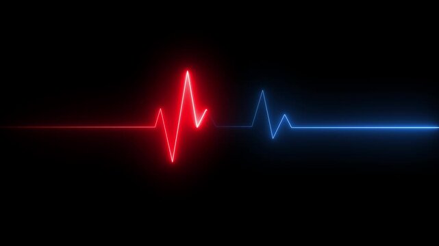 neon heartbeat cardiogram pulse animation abstract background,glowing neon heart beat icon animation on black background. Neon heartbeat icon ECG heartbeat signal icon animation, heartbeat pulse icon 