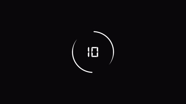 15 second countdown timer animation from 15 to 0 second with alpha channel, fifteen second countdown timer on transparent background in 4Kanimation.