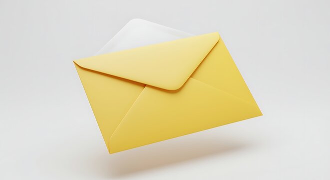 Yellow envelope with white insert on gray background