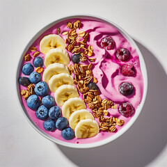 Smoothie bowl with fruit and granola topping