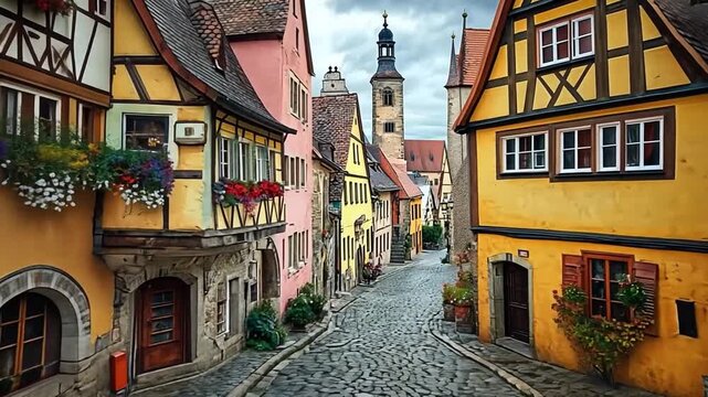 timbered houses rothenburg ob der tauber germany video