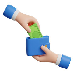 Hand placing card in wallet