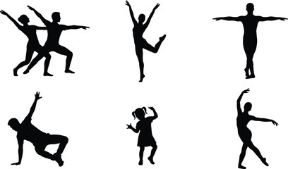 Dance silhouettes, human motion, expressive pose, artistic lifestyle, joyful energy, celebration art, dynamic figure, performance design, freedom concept, cultural expression