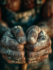 Crumbling knuckles covered in flour tell a story of hard work