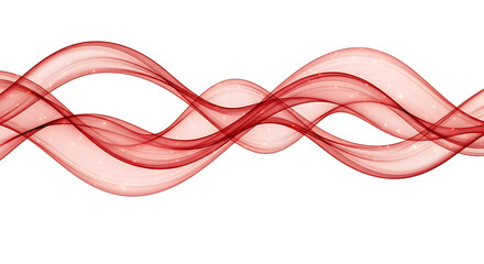 Flowing Red Waves with Sparkles on White Background Abstract Design graphic