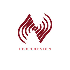 Modern Abstract  Logo Design with Red Dynamic Line Art for Tech Innovation Branding Professional Initial Icon Creative Corporate Identity Graphic Symbol