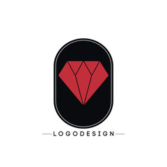 Red Gemstone Logo Template &ndash; Faceted Oval Icon for Luxury Branding, Creative Design Agency Identity, and Premium Corporate Business Mark