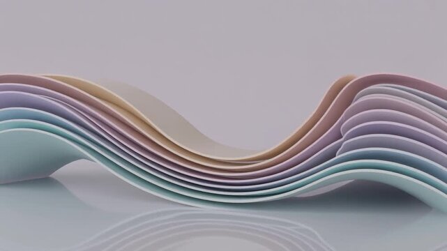 Pastel arcs multi layers forming calm flowing wave drifting slowly smooth cinematic surreal ethereal ambience cascading softly glowing futuristic abstract unique style