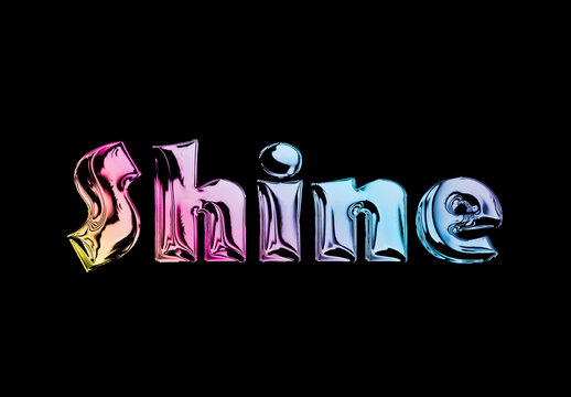 Glossy Iridescent Chrome Text Effect