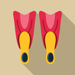 Pair of flippers for swimming and snorkeling in a flat design illustration © anatolir
