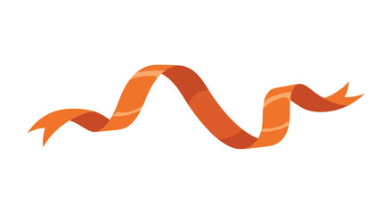Obraz premium Graceful wavy orange ribbon with subtle lighter stripes, ideal for decorative accents and festive design elements