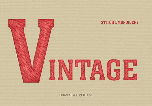 Classic Stitch Embroidery Text Effect