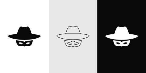 Spy icon set with black, outline, and white versions