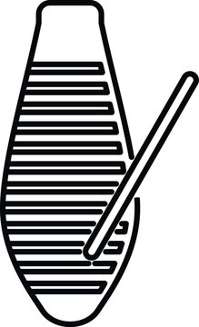 Guiro percussion instrument creating rhythmic sound with a stick